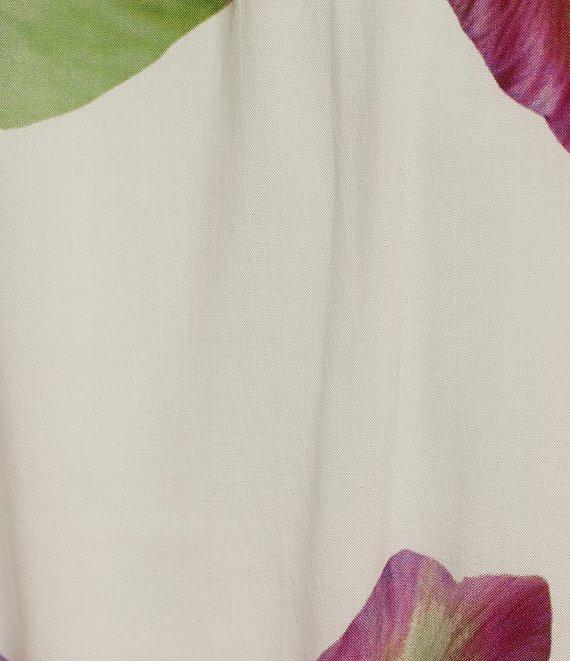 Alex Marie Petite Size Elaina Floral Short Sleeve A line Notch Collar Dress Product Image