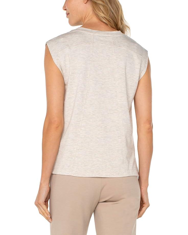 Sleeveless Cropped Shirt With Elastic at Waist Product Image