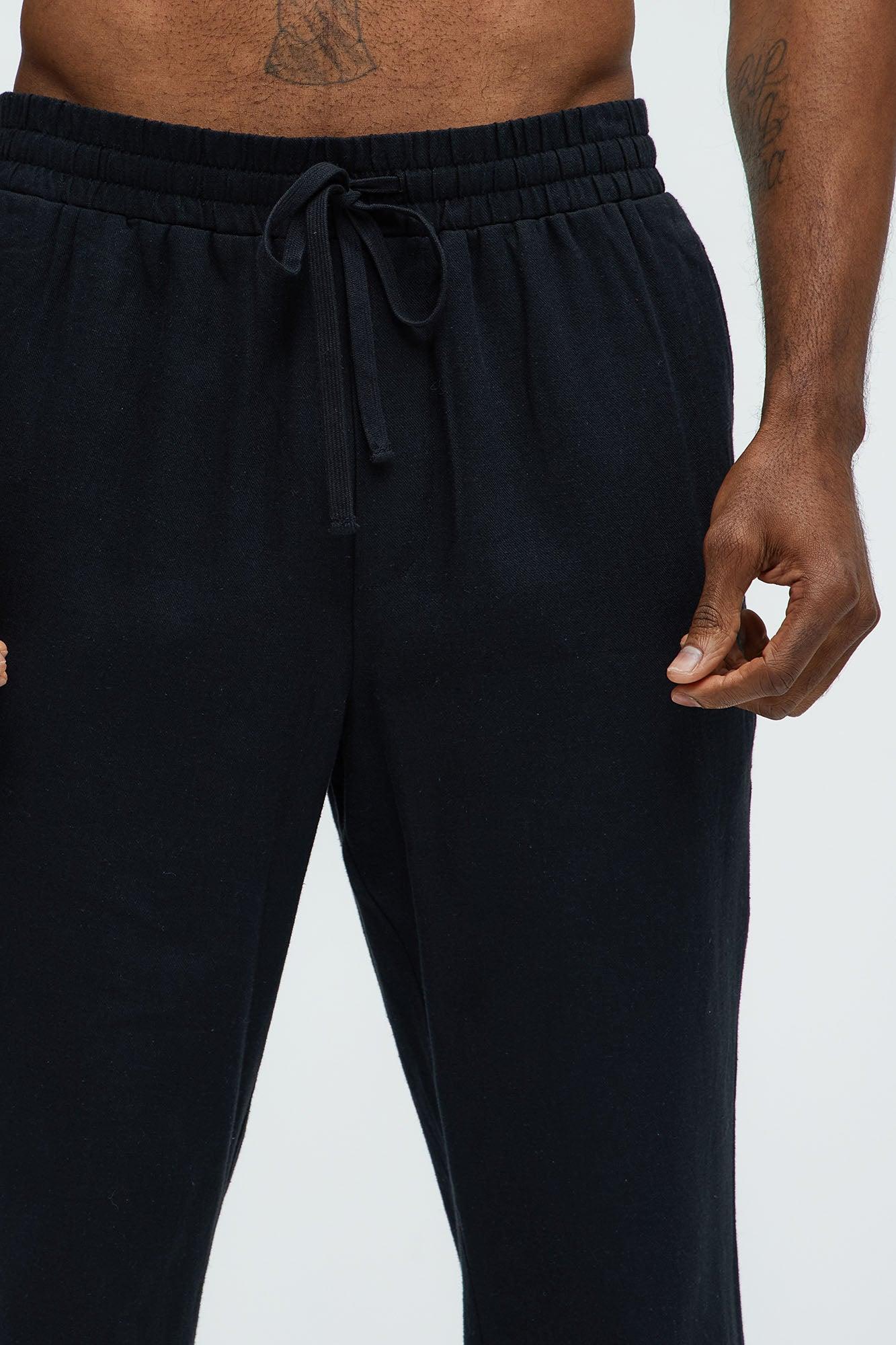 Bahamas Linen Slim Pull On Pants - Black Product Image