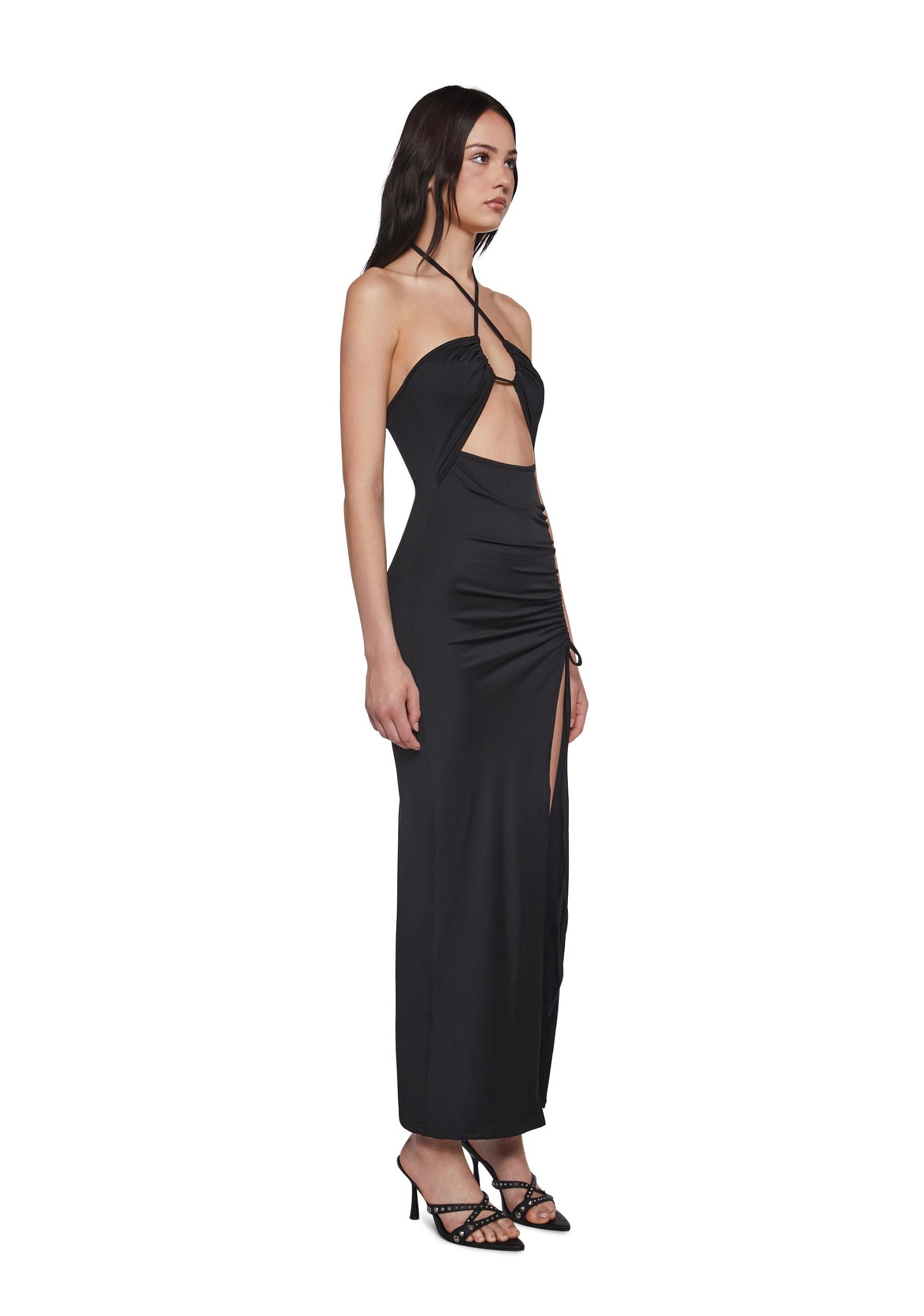 Womens Sexy Backless Maxi Dress - Black Product Image