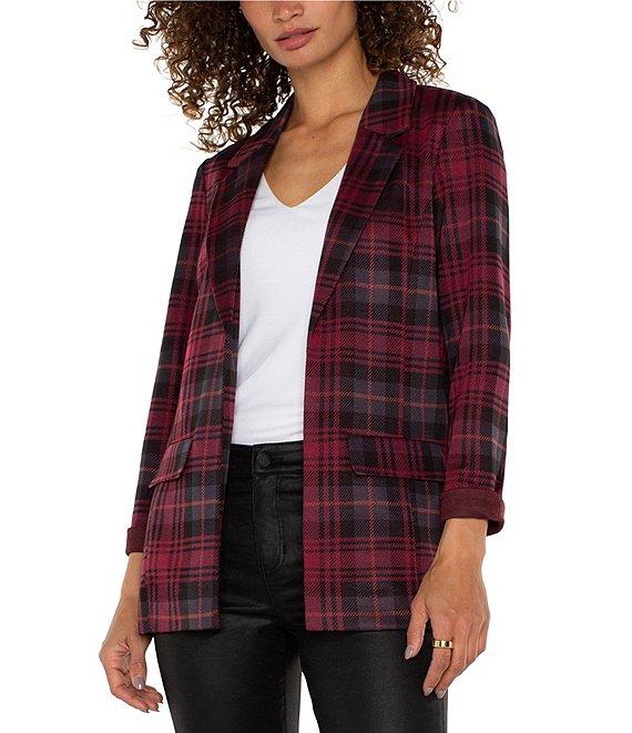 Liverpool Los Angeles Plaid Collared Long Sleeve Boyfriend Blazer Product Image