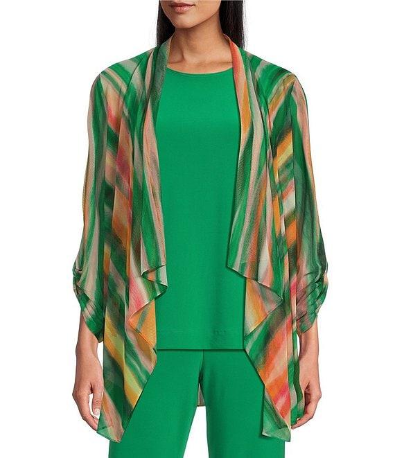 Investments Soft Separates Mesh Open Drape Front Long Roll-Tab Sleeve Coordinating Cardigan Product Image