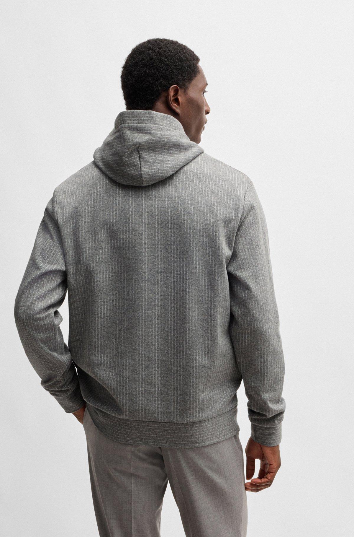 Regular-fit hoodie in a pinstripe cotton Product Image
