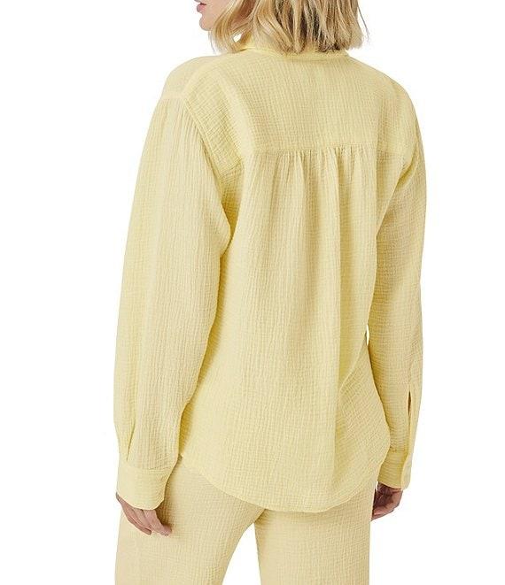 Splendid Adele Point Collar Long Sleeve Button Front Gauze Shirt Product Image