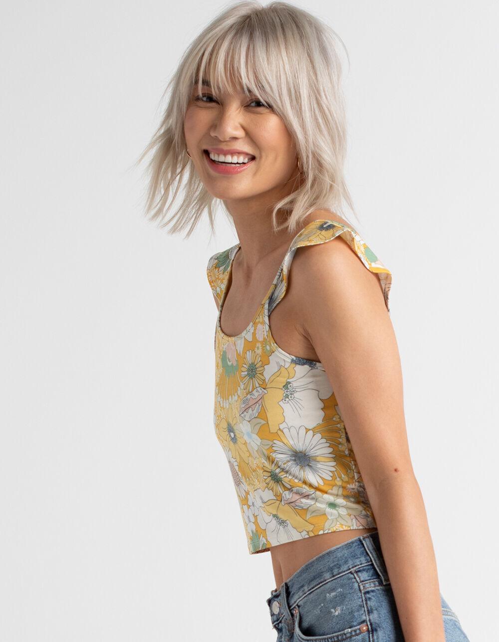 O'NEILL Andy Floral Womens Crop Tank Top - YELLOW COMBO Product Image