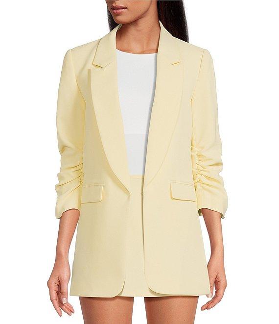 Gianni Bini Jemma Ruched 3/4 Sleeve Shawl Collar Twill Boyfriend Blazer Product Image