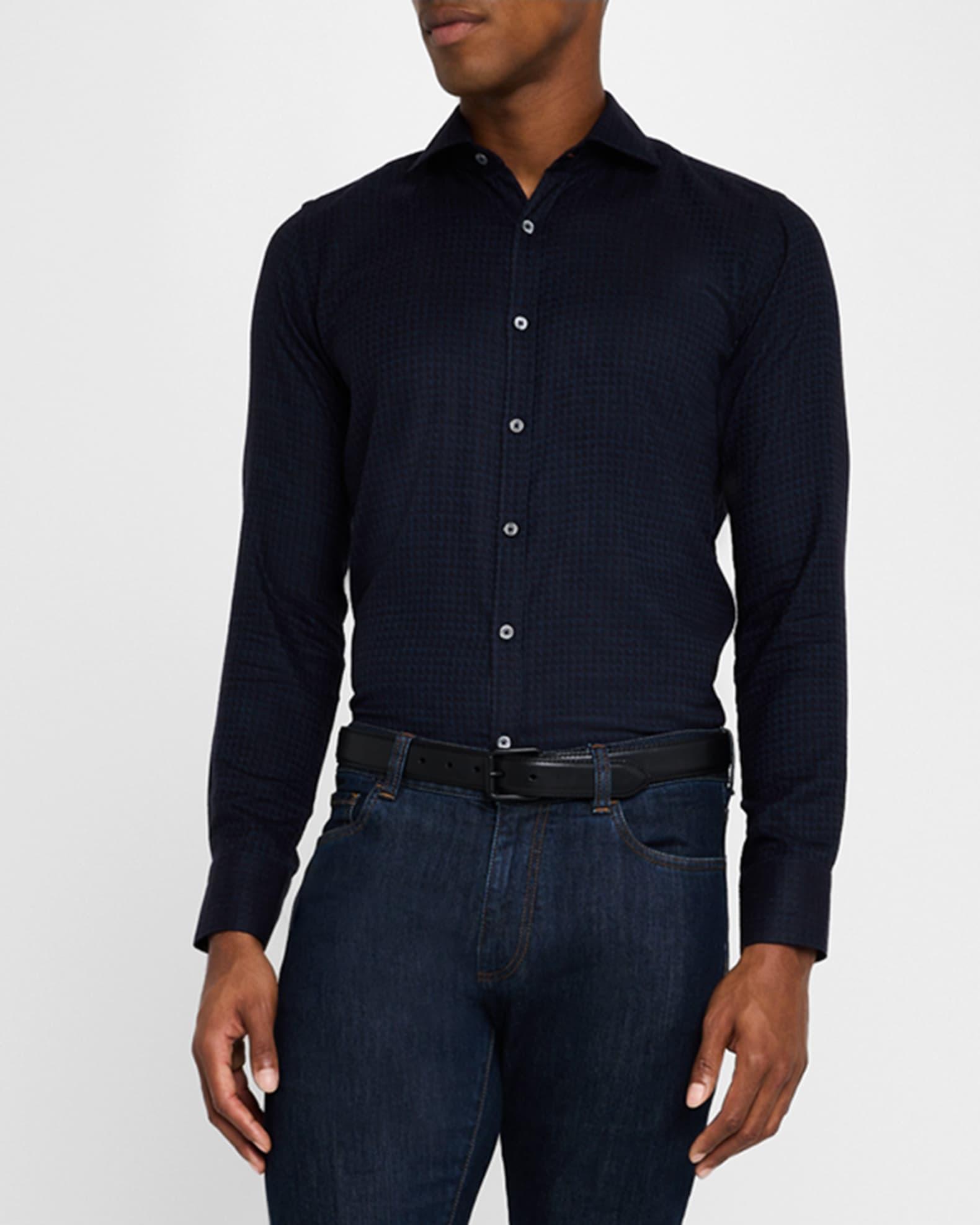 Men's Tonal Geometric Sport Shirt Product Image