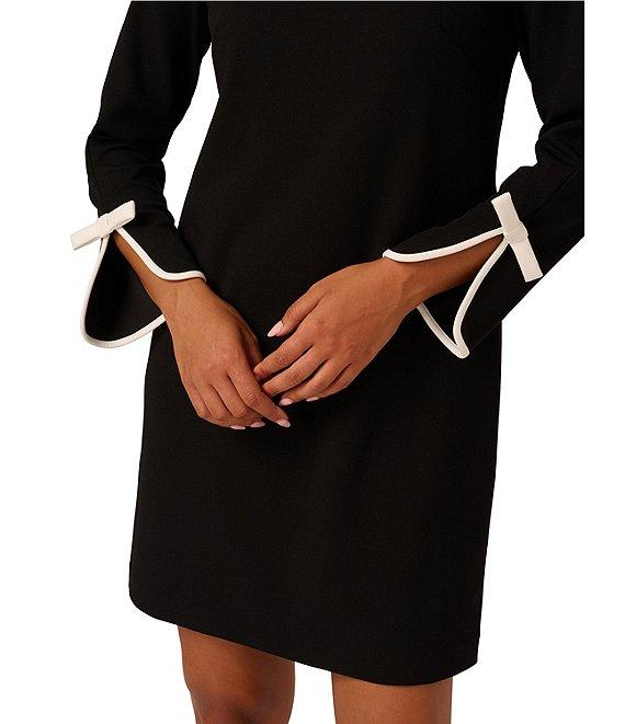 Adrianna Papell Crepe Long Sleeve Bow Sheath Dress Product Image