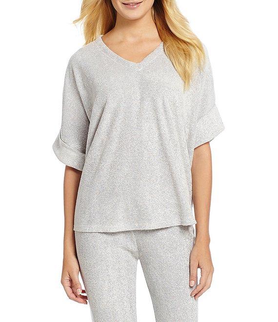 N by Natori Terry Short Sleeve V-Neck Coordinating Lounge Top Product Image