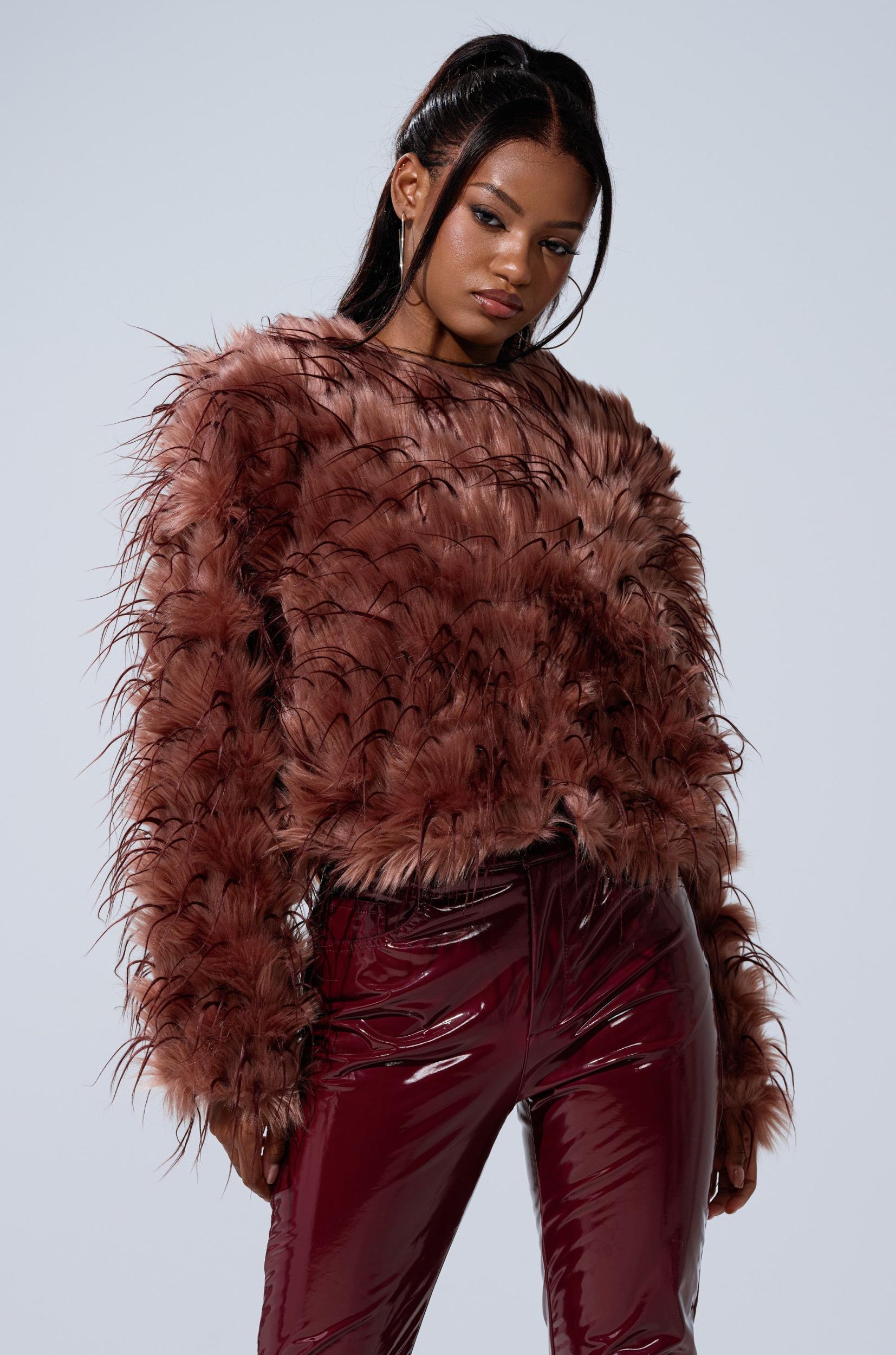 PIPER TEXTURED FAUX FUR COAT Product Image