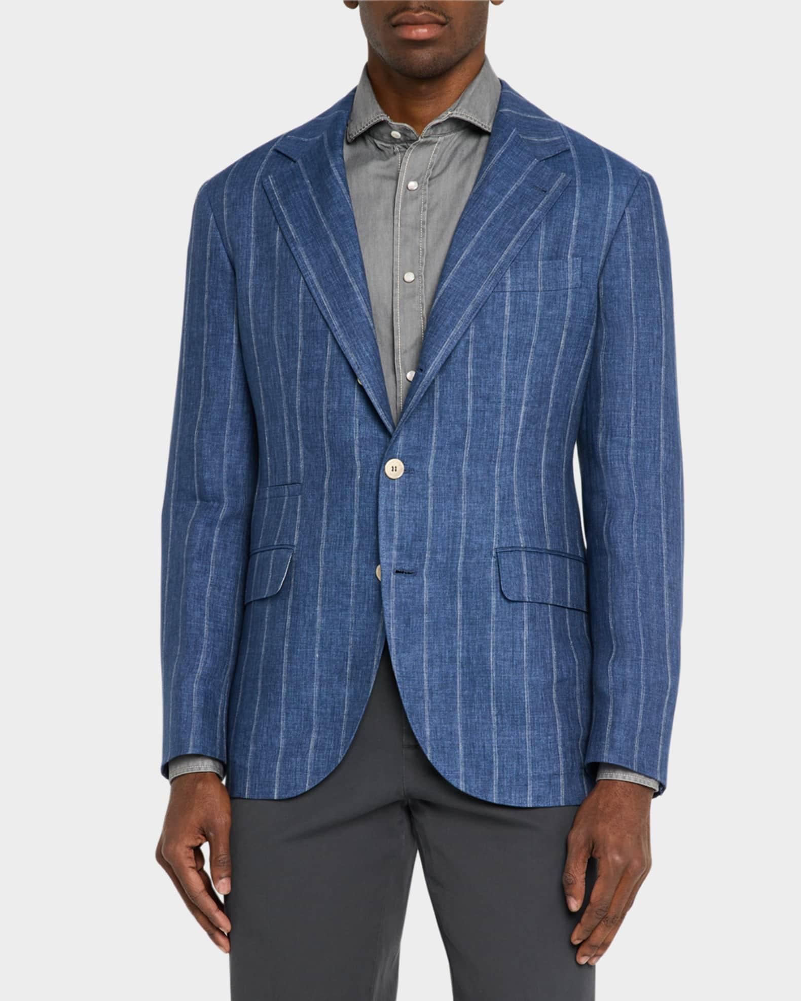 Men's Linen Pinstripe Single-Breasted Sport Coat Product Image