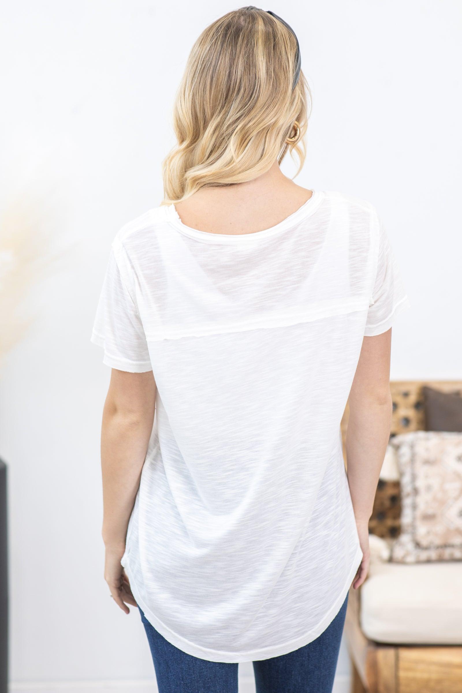Scoop Neck Slub Knit Top With Pocket Product Image