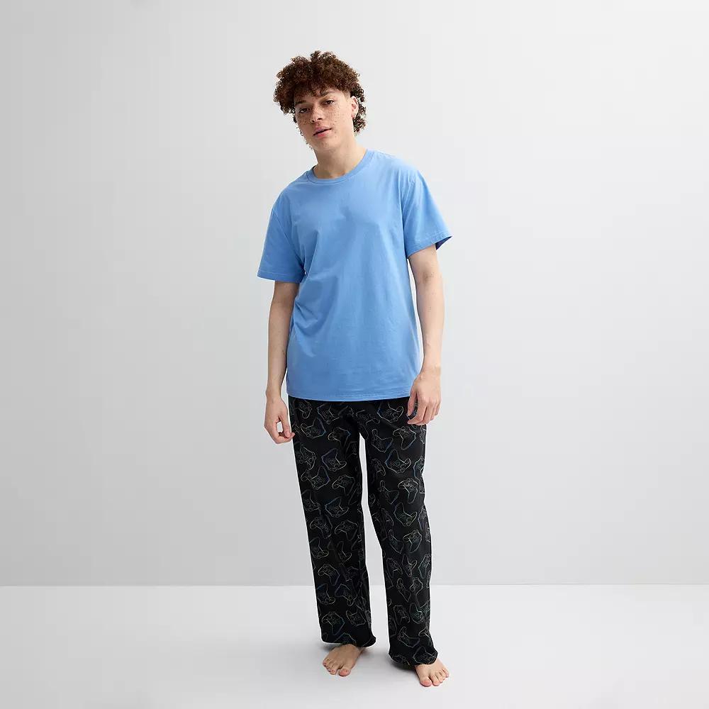 Mens PJs + PANCAKES Pajama T-Shirt & Gamer Print Fleece Pajama Pants Set Product Image