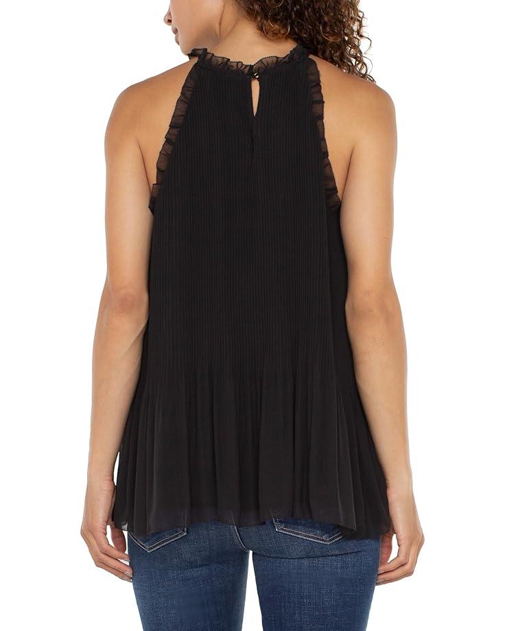 Women's Liverpool Los Angeles Sleeveless Pleated Healter Top with Ruffle Chiffon Product Image