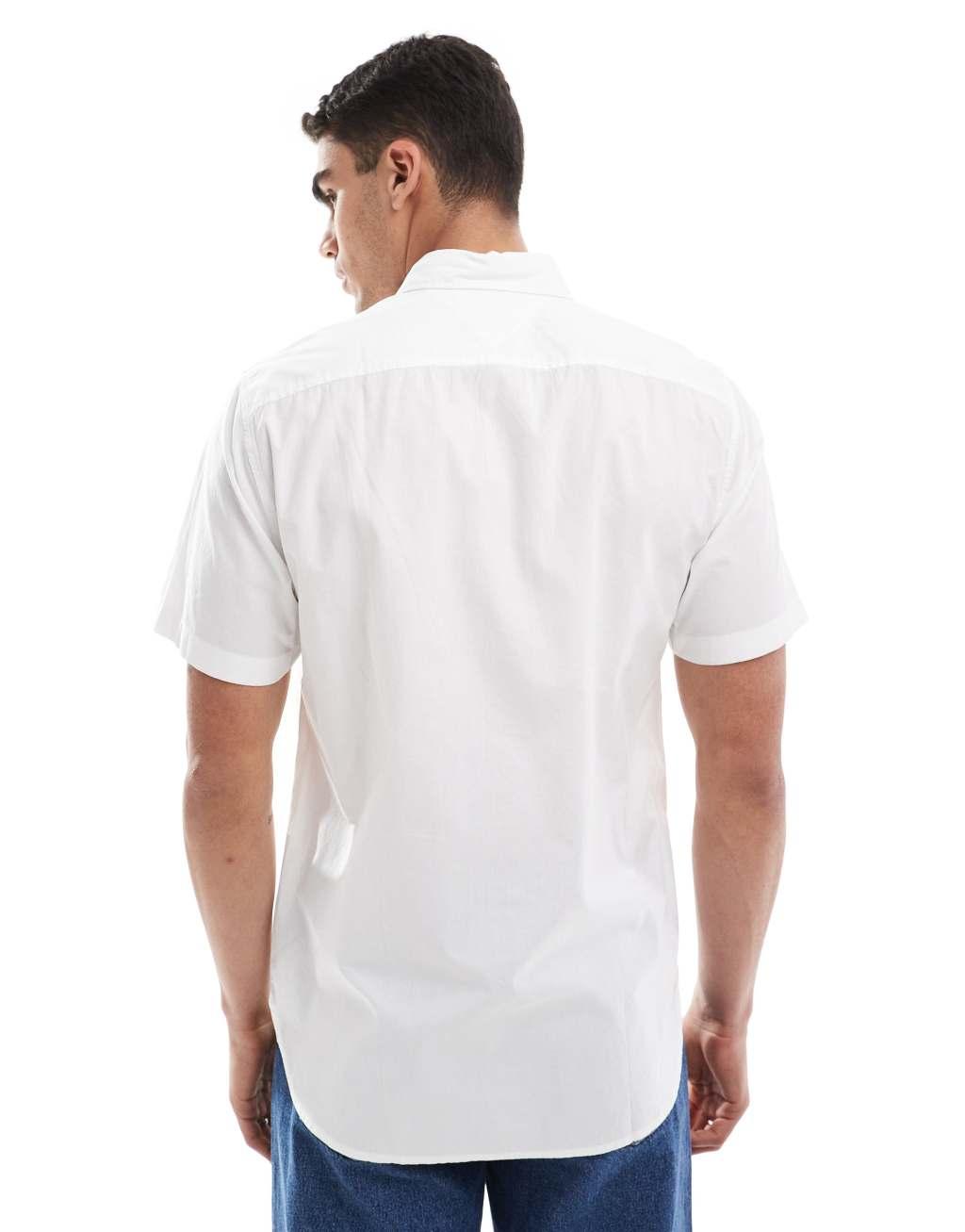 Tommy Hilfiger poplin short sleeve shirt in white Product Image