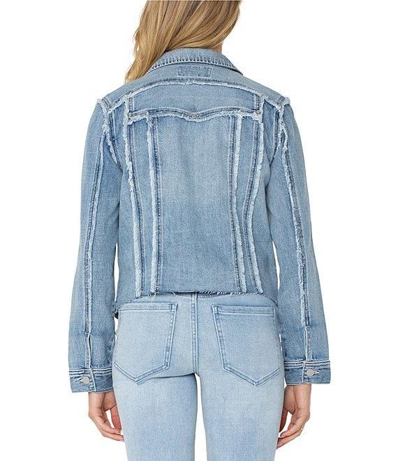 Liverpool Los Angeles Point Collar Long Sleeves Denim Truck Jacket Product Image