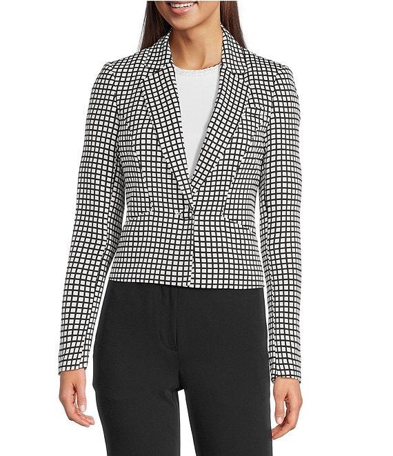 KARL LAGERFELD PARIS Notch Collar Long Sleeve Cropped Jacket Product Image