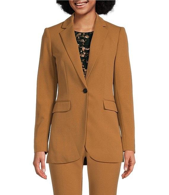 Calvin Klein Scuba Crepe Notch Lapel Long Sleeve 1-Button Blazer Product Image