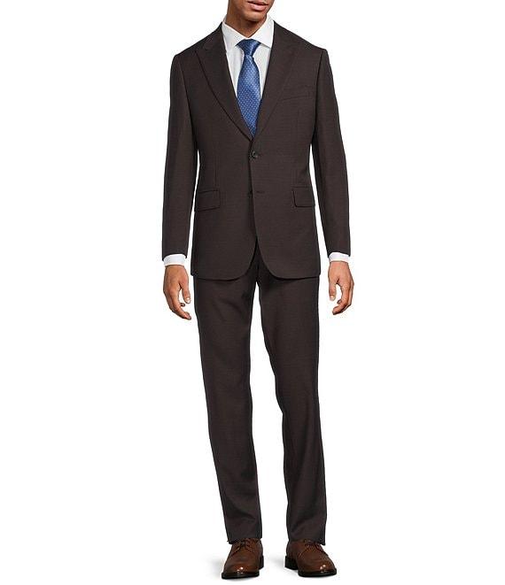 Hickey Freeman Modern Fit Flat Front Peak Lapel Solid 2-Piece Suit Product Image