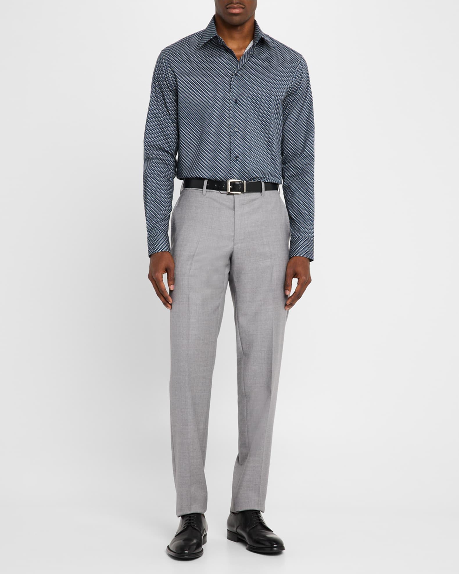 Men's Stretch Poplin Geometric Sport Shirt Product Image