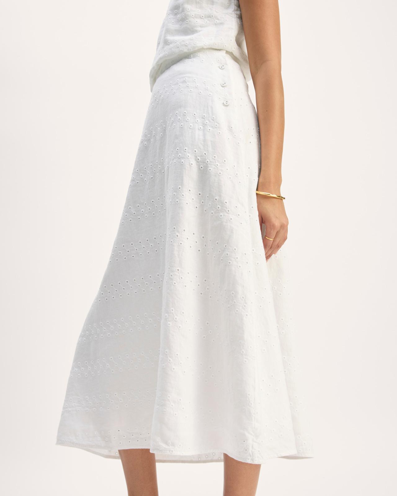 The Linen Eyelet Midi Skirt Product Image