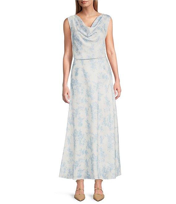 Preston & York Sarah Toile Satin Cowl Neckline Sleeveless Blouse Product Image