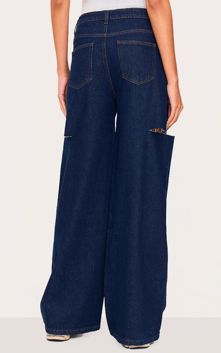 Indigo Thigh Split Wide Leg Jeans Product Image