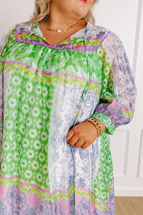 Boho Babe Color Block Floral Mini Dress in Navy Curves Product Image