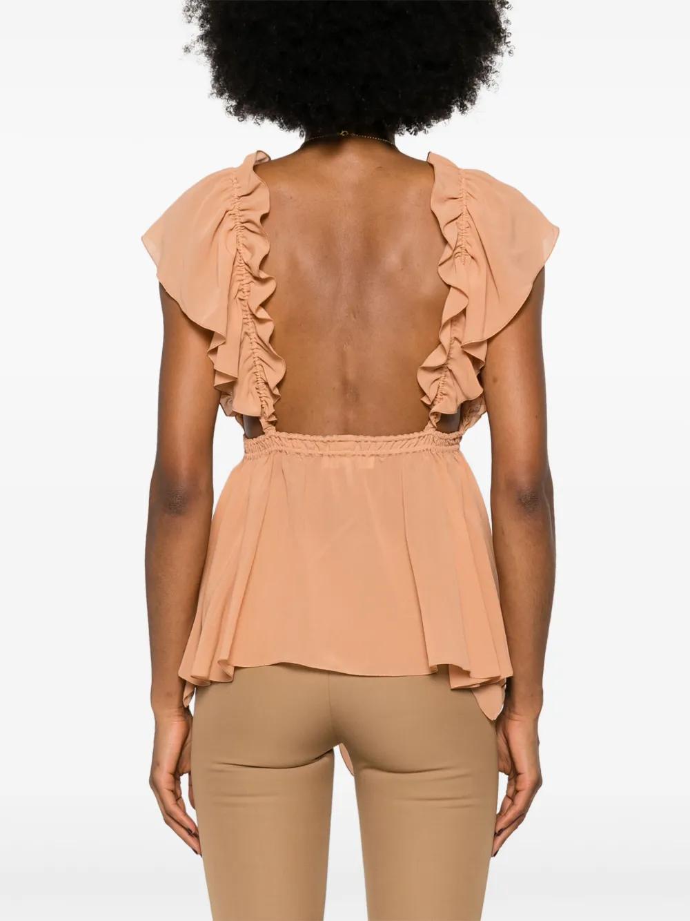 ruffled sleeveless silk blouse Product Image