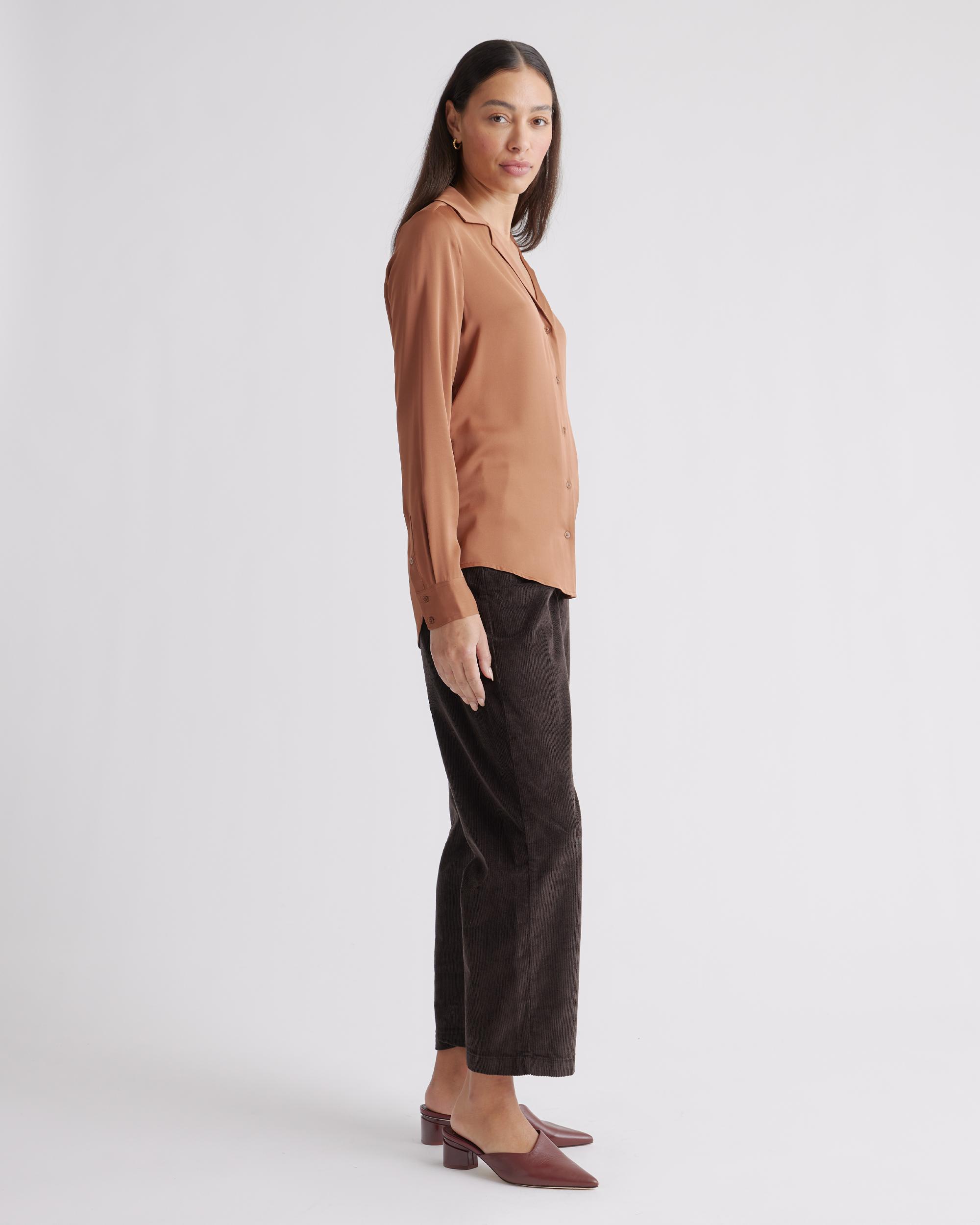 Quince | Women's Washable Stretch Silk Notch Collar Blouse Product Image