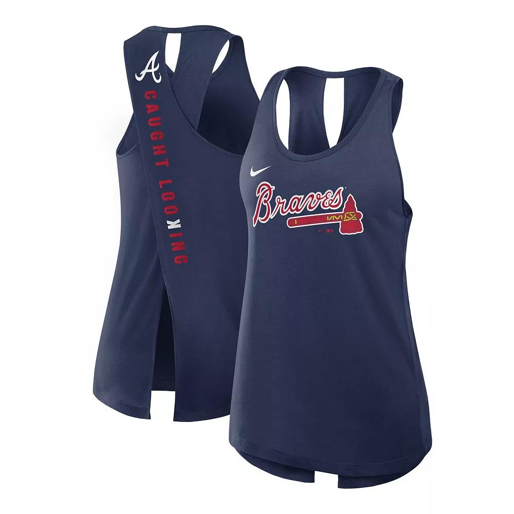Women's Nike Navy Atlanta Braves Crisscross Performance Tank Top,  Product Image