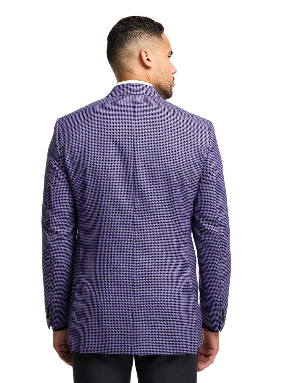 Wool Houndstooth Single Breasted Peak Lapel Sport Coat - Purple Product Image