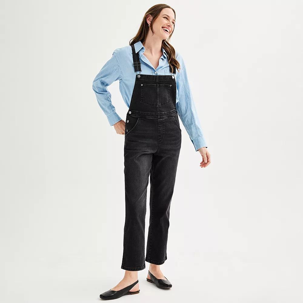 Women's Sonoma Goods For Life® Denim Overalls, Size: XS, Washed Black Product Image