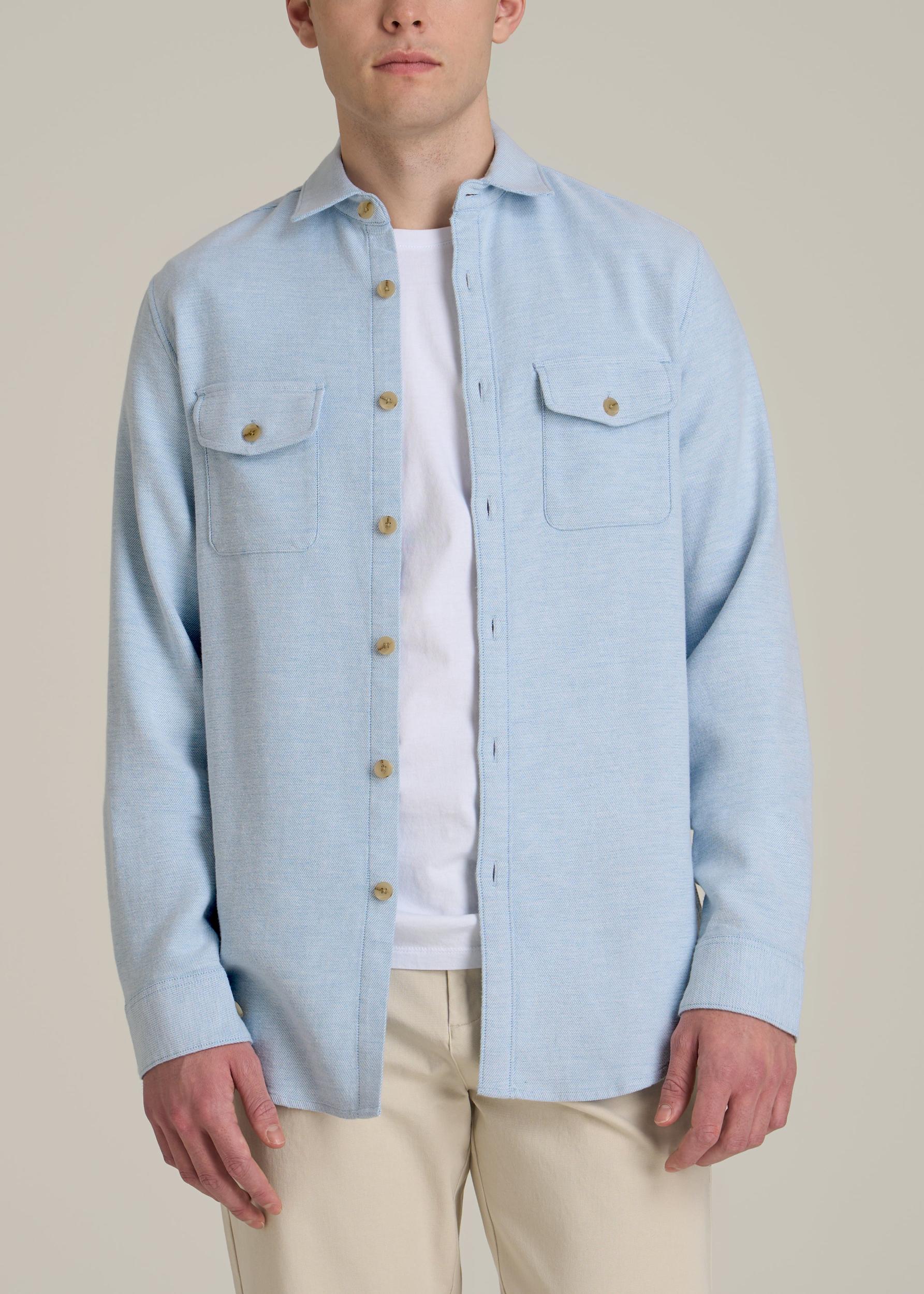 Everyday Comfort Terry Overshirt for Tall Men in Cloud Blue Male Product Image