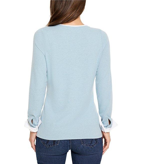 NIC + ZOE Cozy Cuffed Double Layer Round Neck Long Sleeve Top Product Image