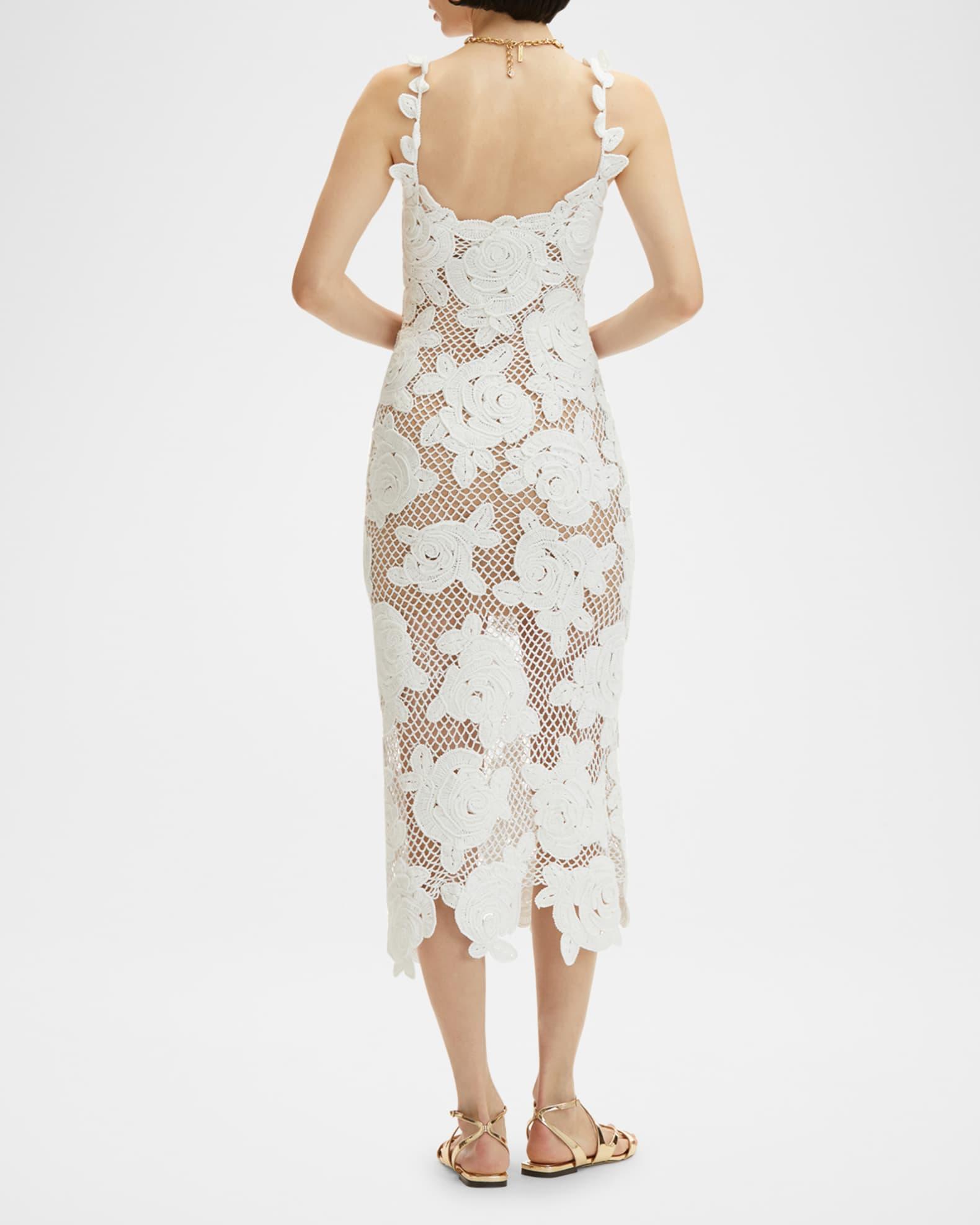 Rose Crochet Knit Sleeveless Midi Dress Product Image