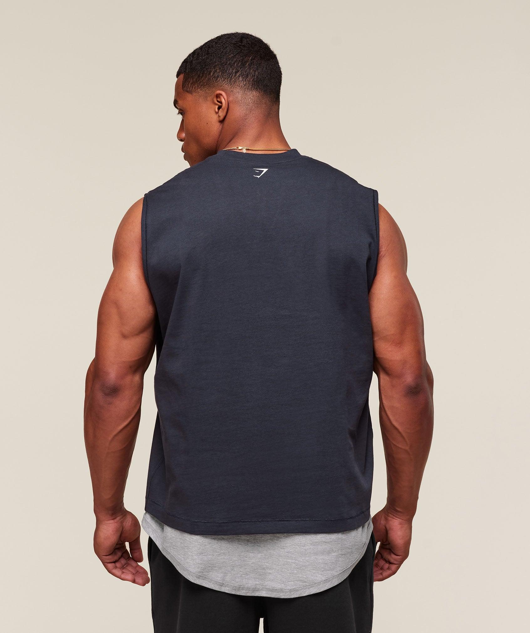 Gymshark GSLC 2in1 Reversible Tank - Light Grey Core Marl/Heavy Blue Male Product Image