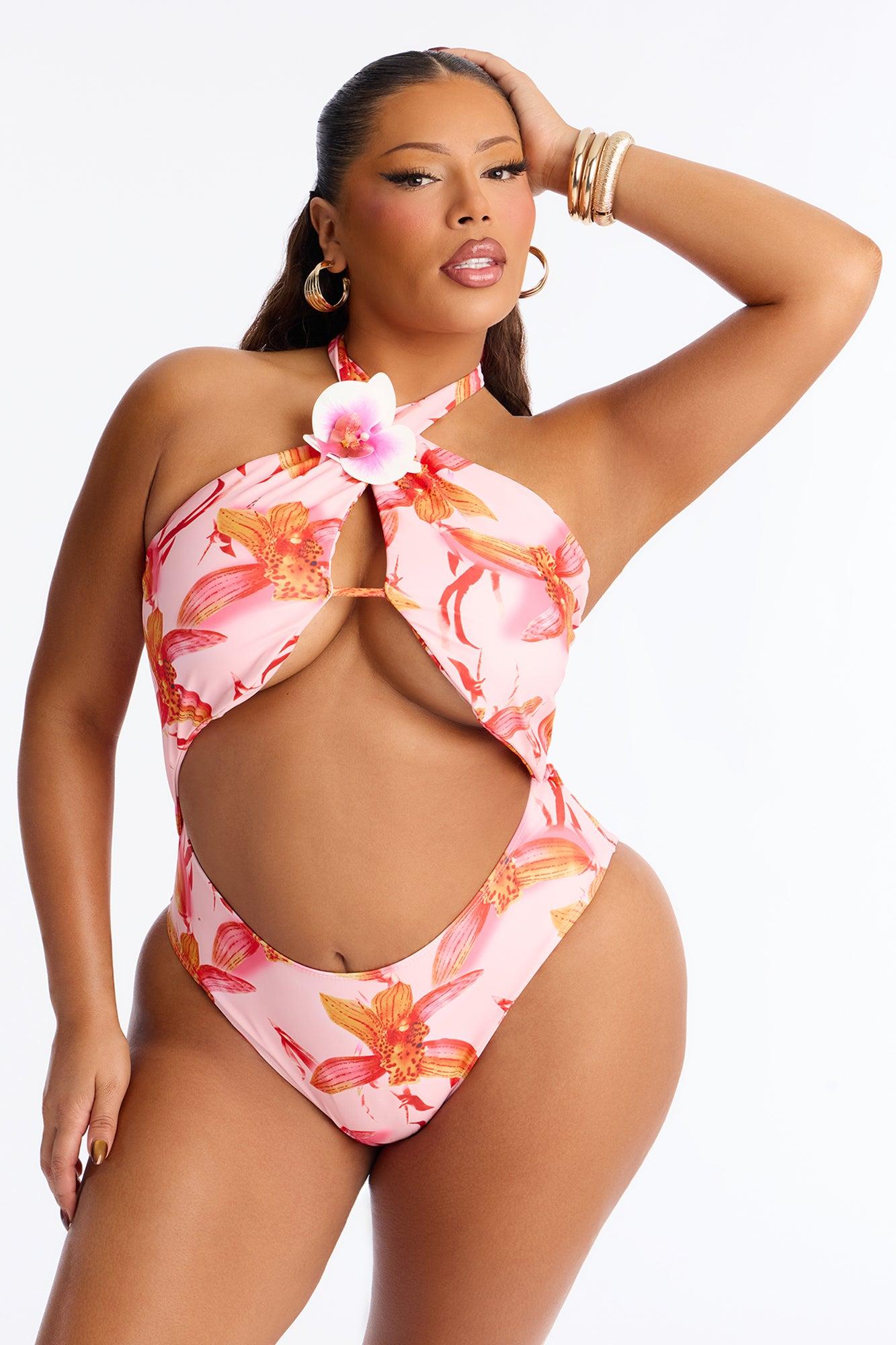 Aurora Orchid 1 Piece Swimsuit & Cover Up Skirt Set - Pink/combo Female Product Image