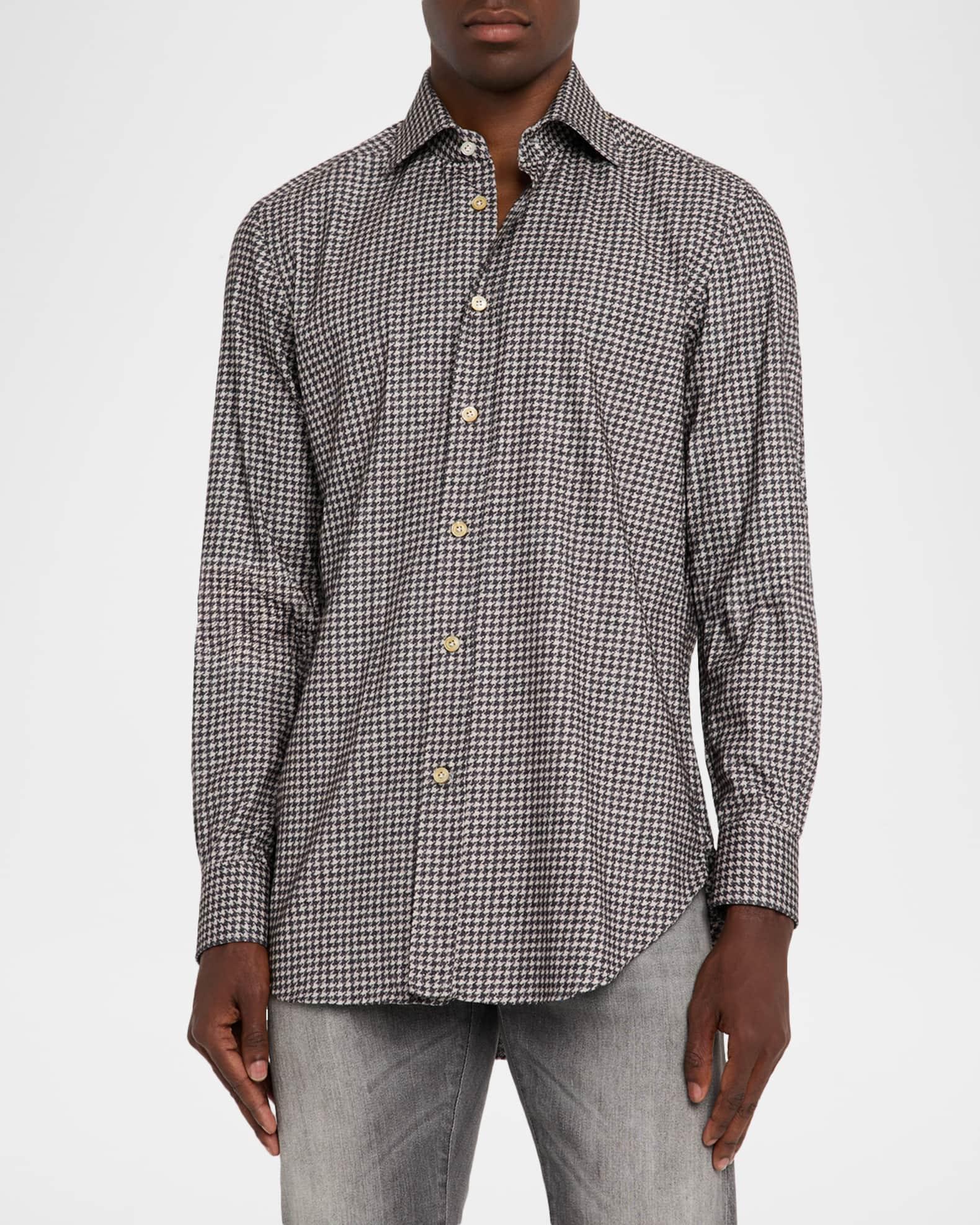 Men's Cotton Houndstooth Classic-Fit Sport Shirt Product Image