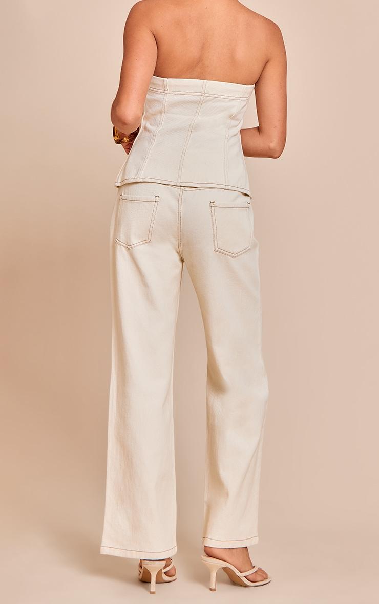 Petite Ecru Wide Leg Mid Rise Jeans Product Image