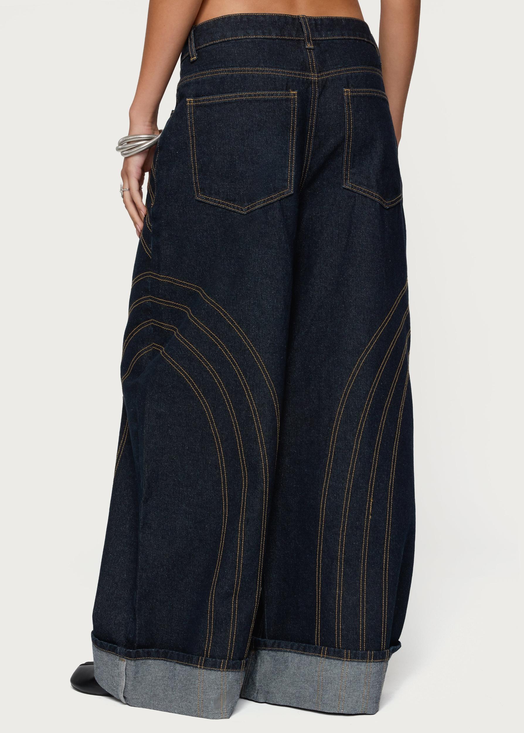 Cuffed Low Rise Baggy Jeans Product Image