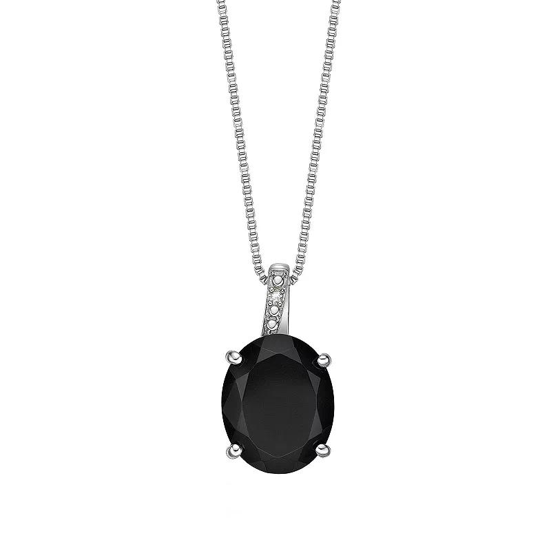 Gemminded Sterling Silver Black Onyx Diamond Accent Pendant Necklace, Women's,  Product Image