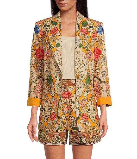 A Loves A Woven Floral Print Linen Blend High Rise Pleated Front Trouser Coordinating Shorts Product Image