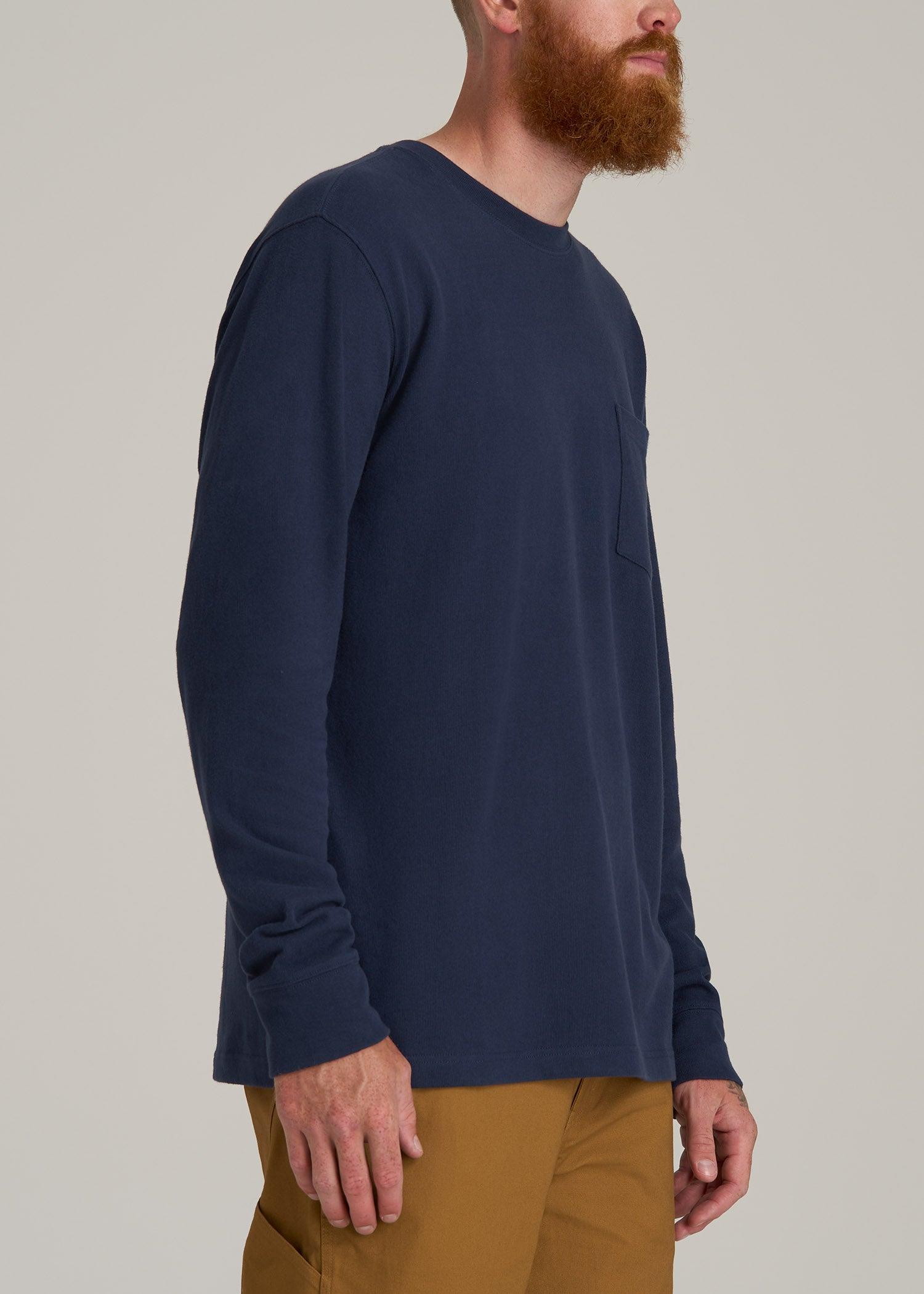 LJ&S Long Sleeve Workwear Pocket Tee for Tall Men in Midnight Navy Male Product Image
