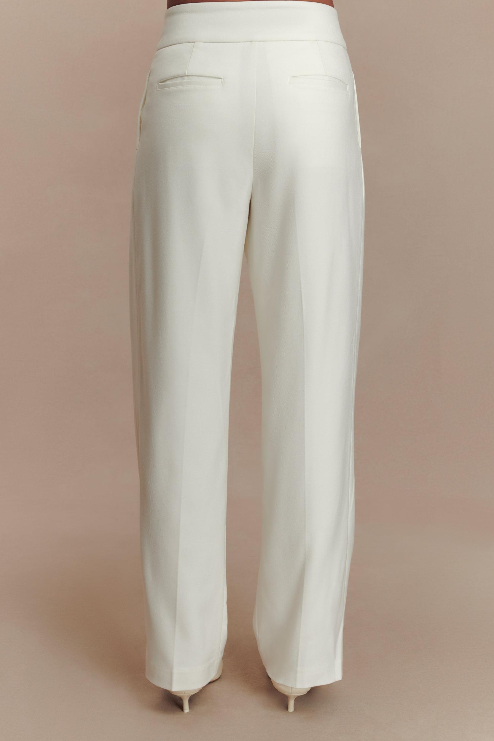 Penelope Pleated High Waisted Pants - Ivory Product Image
