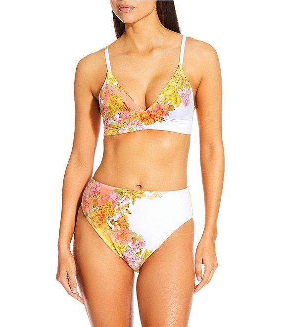 Antonio Melani Patchwork Floral Longline Bralette Swim Top Product Image
