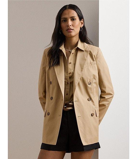 Lauren Ralph Lauren Double-Breasted Cotton Twill Blazer Product Image