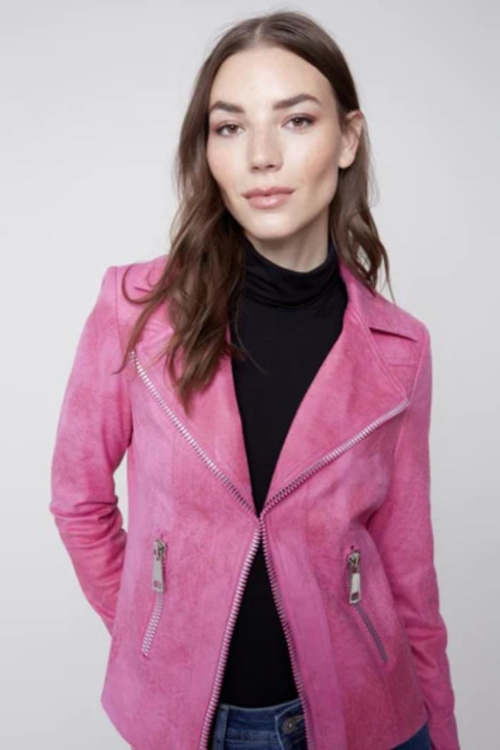 Vintage Faux Leather Perfecto Jacket Orchid Product Image