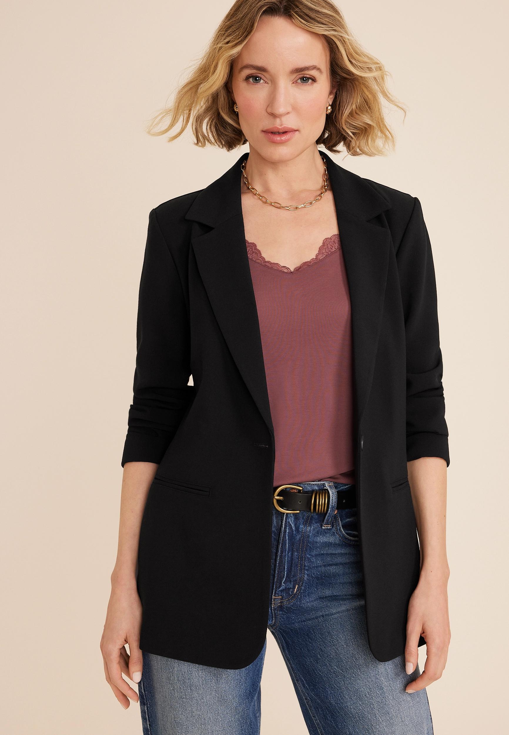 Maurices Womens Blazer One Button Boyfriend Brown Size XX Large Product Image