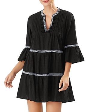 Embroidered Tassel V-Neck Cotton Tunic Dress Product Image